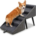 Foldable Pet Steps Ramp for Dogs and Cats, Non-Slip Lightweight Portable Dog Stairs for Bed Sofa, Small Medium Dog Stool with Anti-Slip Base (Grey)