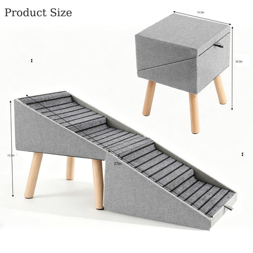 Dog Stairs for Small Dogs, 2-in-1 Pet Steps & Ottoman Pet Stairs for Couch