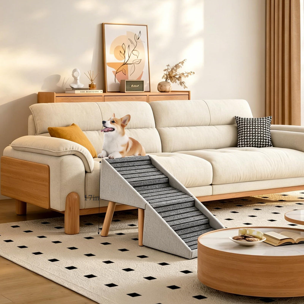 Dog Stairs for Small Dogs, 2-in-1 Pet Steps & Ottoman Pet Stairs for Couch