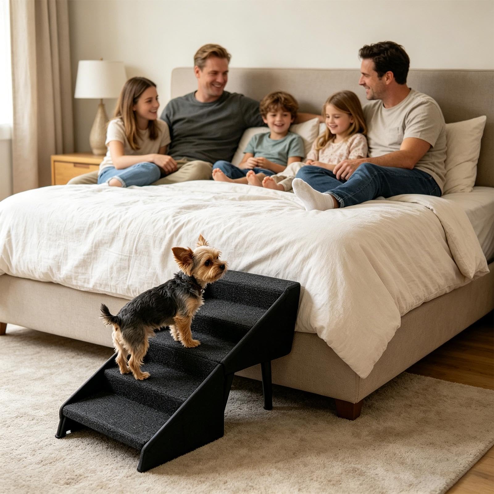 Split Ottoman Dog Ramp - Foldable Dog Steps, Pet Ramps For Dogs Multifunctional Non-Slip Do-g Stairs For Beds Couches, Do-g slo-pe Stairs For Small Dogs, Cats
