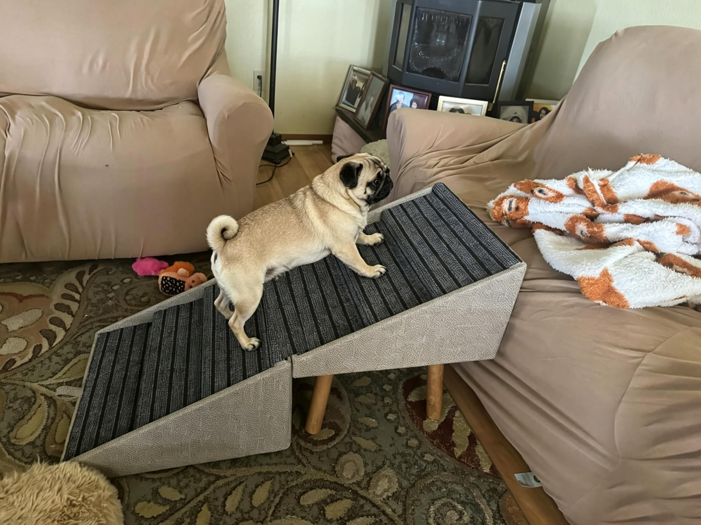 Dog Stairs for Small Dogs, 2-in-1 Pet Steps & Ottoman Pet Stairs for Couch